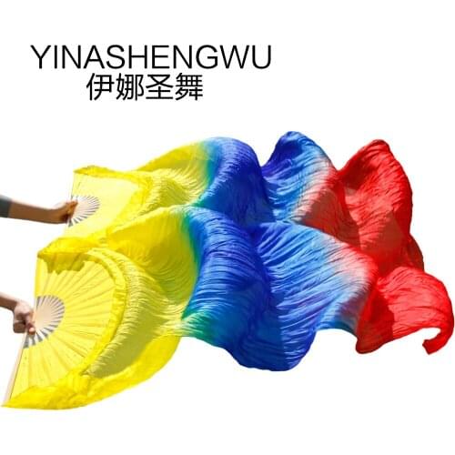 Belly Dance Fans 100% Silk Veils New Arrivals Stage Performance Dance Colored Women Fan Veils (2pcs)