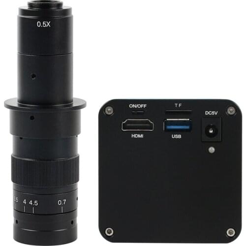 HDMI USB Auto Focus FHD 1080P 12MP Video Microscope 180X Zoom C Mount Lens PC Measurement Depth of Field Synthesis Camera