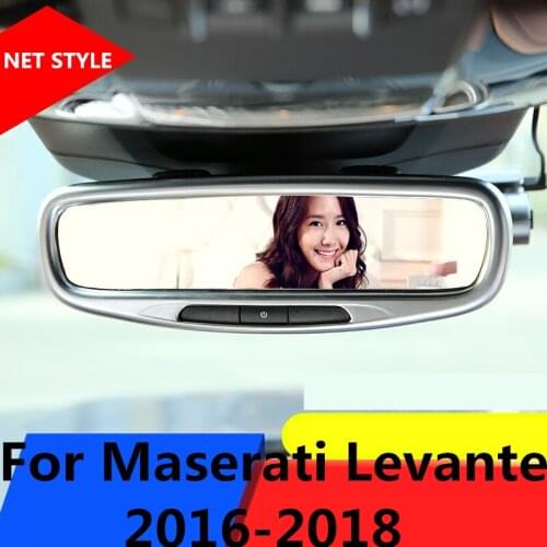 Indoor roof front backup rearview rear view mirror cover trim frame sticker interior mouldings For Maserati Levante 2016-2018