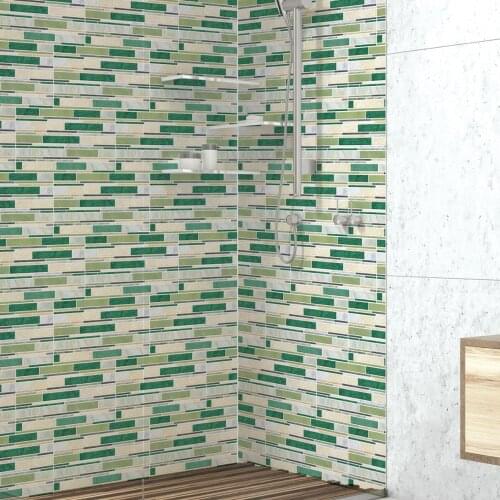 Waterproof Oil Proof Kitchen Tile Stickers Bathroom Self Adhesive Peel and Stick Green Tiles Wallpaper Sticker Wall Decor W231