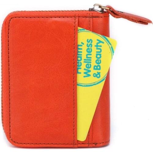 High quality cow leather Card holder Multi slots Men Business card holder 9 colors women card wallet solid zipper rfid wallet