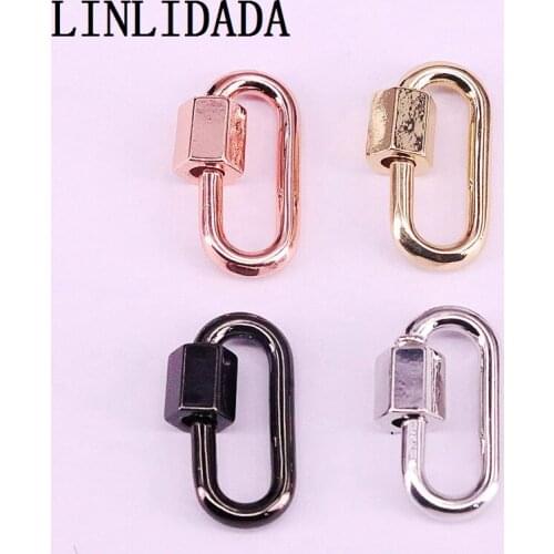10Pcs,10x20mm Metal Oval Shaped Charm Clasp Lock , Carabiner Pave Lock, Necklace Clasp Findings