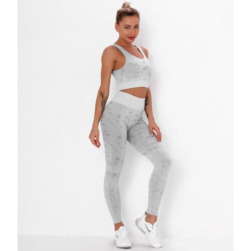 Women Yoga Set Sportswear Tracksuit Seamless High Waist Push Up Running Fitness Leggings & Crop Tops Workout Yoga Gym Suits