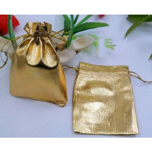 7*9cm 200pcs Handmade Gold Drawstring Bags For Wedding/Party/Christmas/Gift/Jewelry Pouches Packaging Bags