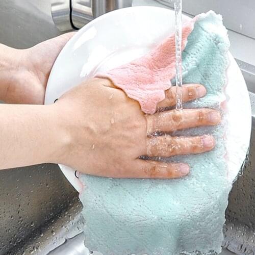 1pcs Super Absorbent Anti- Grease Cloth Cleaning Towel Gadget 16 * 27CM Multifunctional Rags Kitchen Tools Polyester Fiber