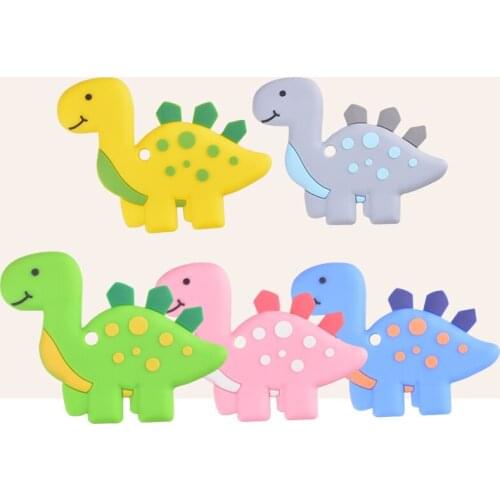 1pc Silicone Teether Teething Toy Animal Dinosaur Baby Teether Pendant Food Grade Silicone Newborn Teething Chewing Charms Toys