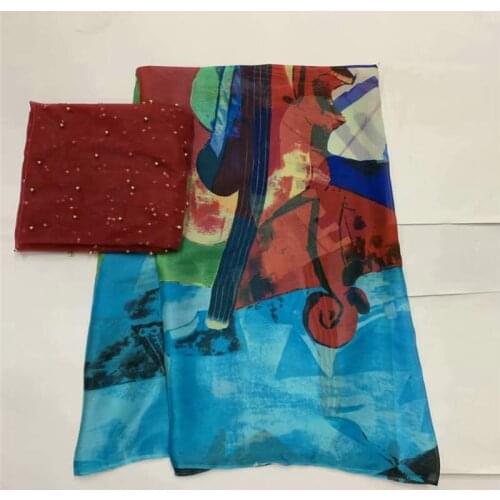 2019 New Design Fashion High Quality Printed Silk Chiffon Fabric 5 Yards And 2 Yards Of Tulle Chiffon Fabric! LXF558