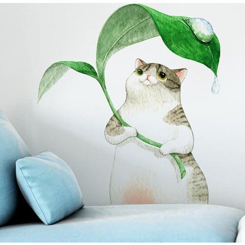 30x60cm Cartoon Buck Head Cat Shape Removable Wall Sticker Home Room Background Decor Cute anime wall stickers for kids rooms