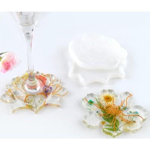 4pcs/set DIY Crystal Epoxy Resin Mold Irregular Flower Coaster Casting Silicone Mold Cup Mat Pad Mold DIY Crafts Making Tools