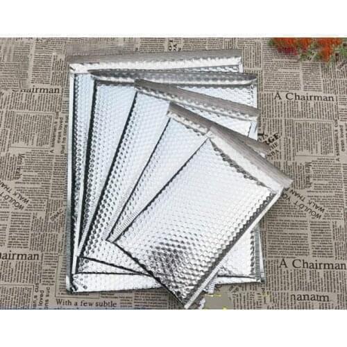5 sizes 12x15cm/23x29cm 40pcs Silver Padded Shipping Envelope Packing Wrap Metallic Bubble Mailer Aluminum Foil Gift Bag