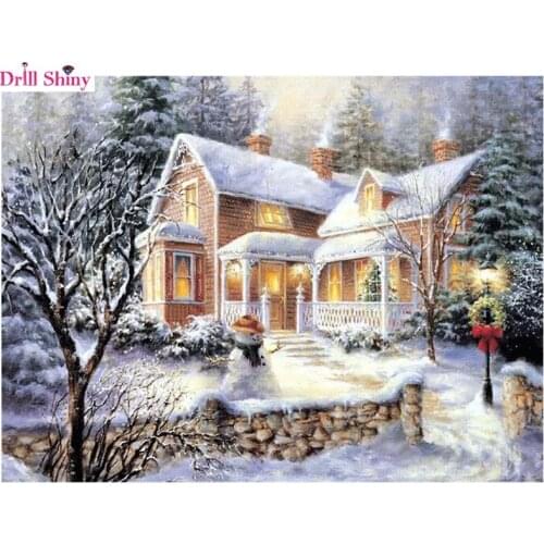 Diamond mosaic full diamond embroidery beads Snow Europe Cabin Garden Cottage Landscape diamond painting cross stitch handwork