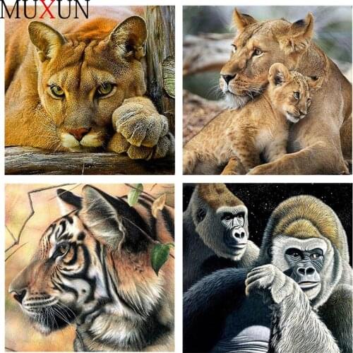Full Diamond Painting Animal Chimpanzee Tiger Cub Crystal Diamond Embroidery Cross Stitch Diamond Mosaic Home Decoration Ep071