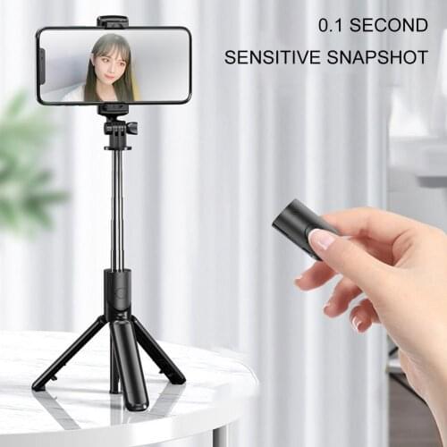 Bluetooth selfie stick tripod mobile phone holder stainless steel compact wireless selfie stick, suitable for Vlog