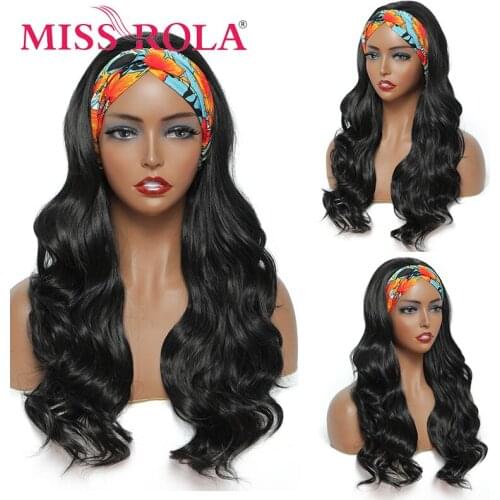 MISS ROLA Long Body Wave Headband Wigs For Women Natural Color Heat Resistant Synthetic Hair Easy To Wear