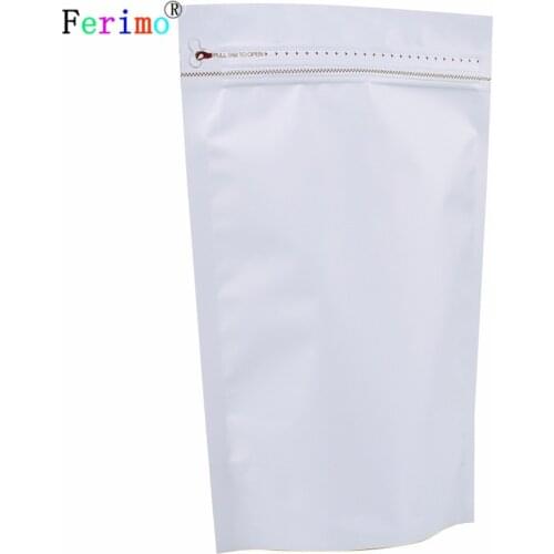 Ferimo 50pcs General no valve a pound of coffee bag black white side zippers aluminum foil coffee beans self-reliance bags