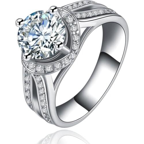 Hainon Cheap Big Promotion Luxury Rings For Women Charm Round Princess Cut Zircon Jewelry Silver Color Rings Gifts