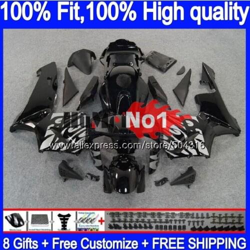 Injection For HONDA CBR600RR CBR 600RR 600F5 600CC 47MC.10 Silver black CBR600F5 CBR 600 CC CBR600 RR 2003 2004 F5 03 04 Fairing