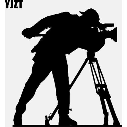 YJZT 13CM*14CM Interesting Camera Video Movie Producer Vinyl Black/Silver Car Sticker C22-0837