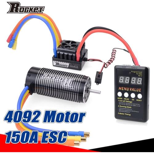 Rocket 4092 Brushless Motor 150A ESC Program Card Sensorless Motors 1250KV 1420KV 1650KV 5mm Shaft for 1/8 Rc Car ROAR IFMAR