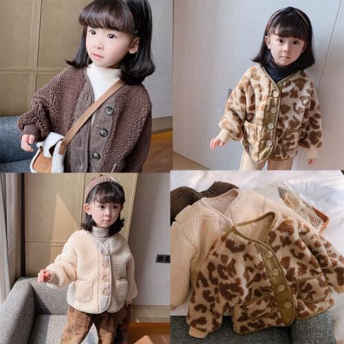 Cashmere Warm Winter Coat Girls Boys Leopard Jackets Coats Kids Velvet Padded Overcoats Children Outfis Clothes