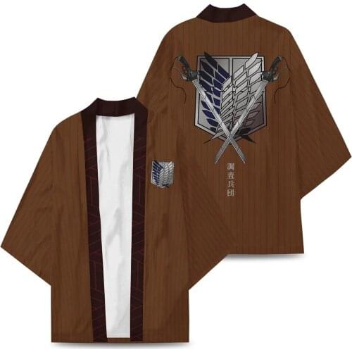 New Anime Attack On Titan Wings Of Liberty Symbol Kimono Scout Legion Levi Ackerman Cosplay Costumes Haori Pajamas Cardigan Coat