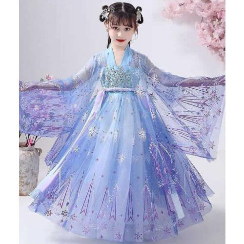Chinese Jacket Girl Folk Dance Outfit Performance Chinese Costume Kids Children Fairies Tang Dynasty New Year Clothes for Girls