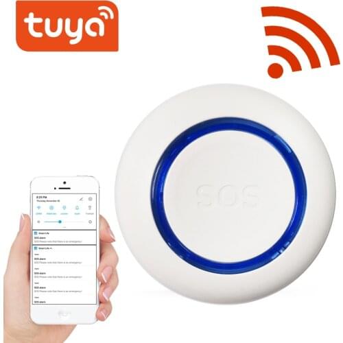 Tuya Smart WiFi SOS panic button Built-in Battery, alarm for elderly/pregnant women/children, USB charging instant notification