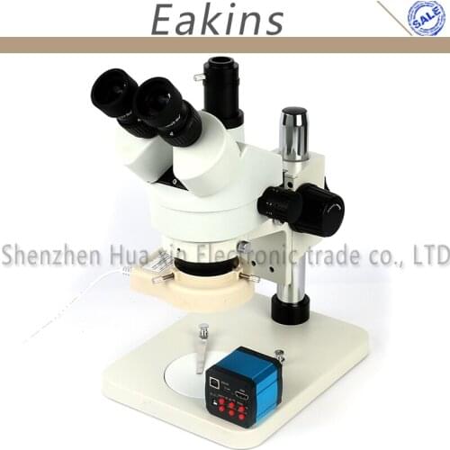 Continuous Zoom 7-45X Simul-focal Trinocular Stereo Microscope+21MP HDMI USB Industrial Digital Video Camera+56 LED Light