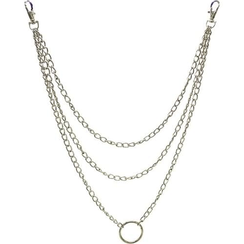 Multilayer Waist Pants Wallet Chain 3 Lines Key Chains Metal Punk Jean keychain Silver Clip Portachiavi Men Jewelry