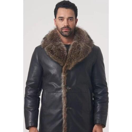 2021 New Mens Winter Coat With Raccoon Dog Fur Collar With Real Fur Lining High Quality Mens Formal Brand Apparel OGMANDO103