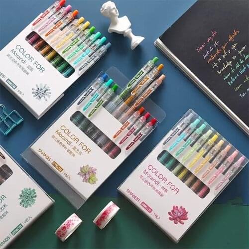9pcs Morandi Color Gel Pens Set Retro Sweet Nordic Style Marker Liner for Drawing Highlighter 0.5mm Roller Ball School F093