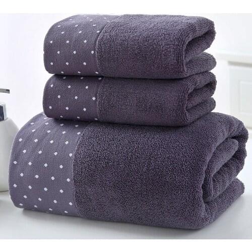Drop Shipping Cotton Bath Towel Set for Bathroom 2pcs Hand Face Towels And 1pc Bath Towel for Adult Washcloth Travel Sport Towel