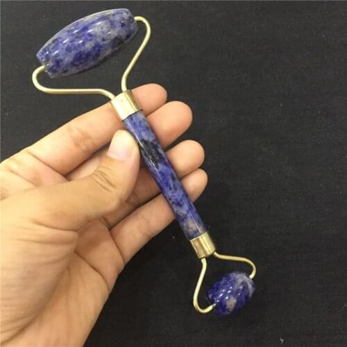 Natural blue-veins stone double head massage roller anti cellulite wrinkle facial body beauty health tool wholesale