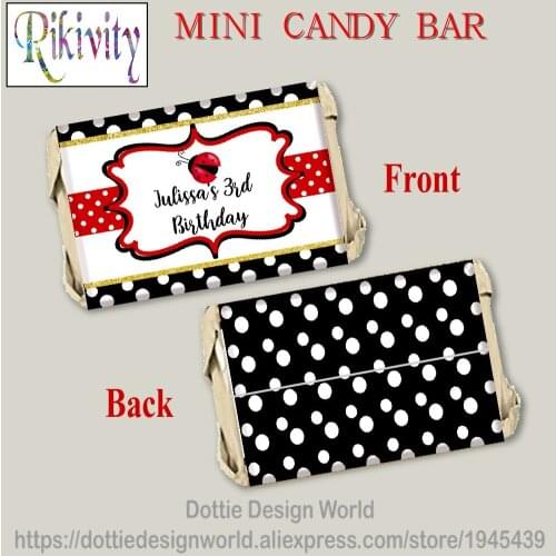 Personalized Ladybird Birthday Party Favor Candy Bar Wrapper Stickers Hershey Wine Water Bottle Label Baby Shower Decoration