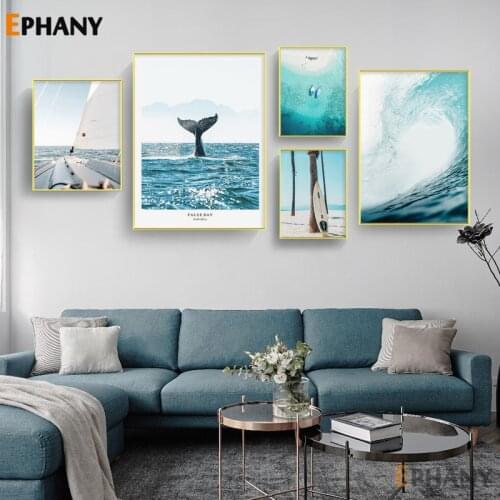 Nature Ocean Landscape Canvas Poster Nordic Sea Wave Wall Art Print Painting Decoration Picture Scandinavian Home Decor