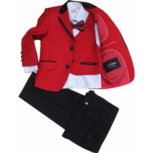 Jacket+vest+pants +bow tie Children Formal Suit Jacket Wedding boys Dress Suit 4 Pieces set high quality size 2years -12 years