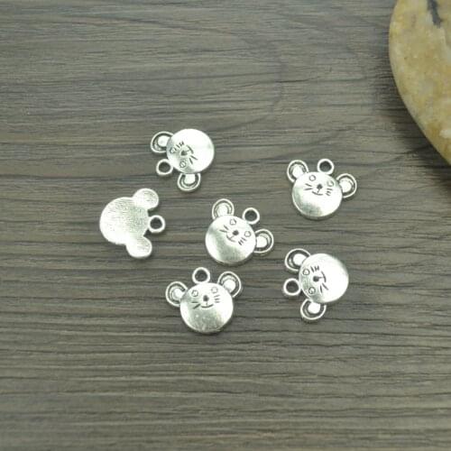 20 pcs/lot mouse Antique Silver Plated Bracelets Charm Pendants Fashion Jewelry Making Findings DIY Charms Handmade D926