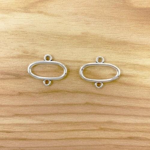 50 Pieces Tibetan Silver Open Oval Connector Charms Pendants for DIY Necklace Bracelet Jewelry Making Accessories