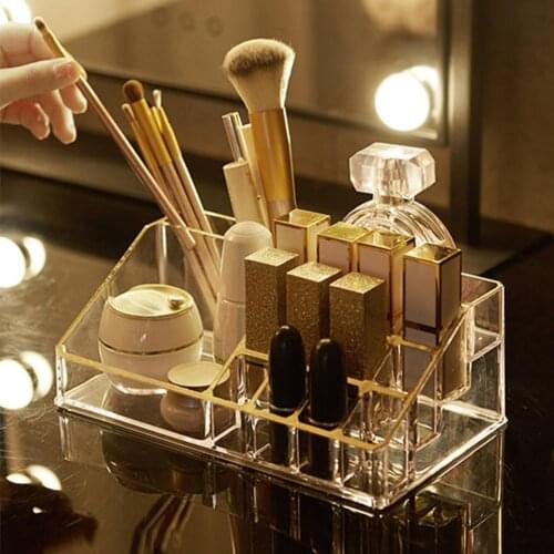 Transparent Multi Grids Makeup Storage Holder Box Desktop Lipstick Holder Display Rack Cosmetics Organizer Makeup Organizer