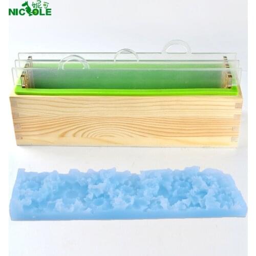 Nicole Silicone Mold Set Handmade Render Loaf Soap Mould with Transparent Vertical Acrylic Clapboard & Flower Mat