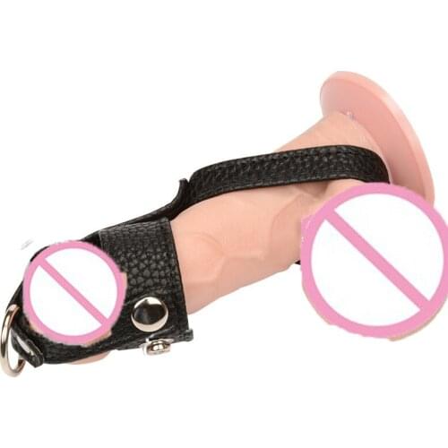 PU Leather Adjustable Penis Rings Delay Ejaculation Black Sex Toys Adult Erotica Products for Men Cock Cover