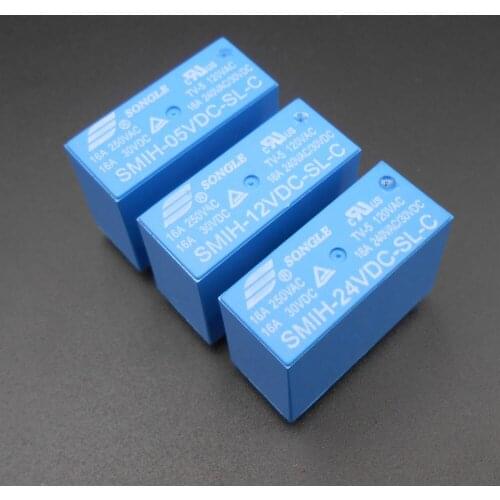 50Pcs SONGLE Power Relay 8 Pins SMIH-05VDC-SL-C SMIH-12VDC-SL-C SMIH-24VDC-SL-C SMIH DC 5V 12V 24V 16A 8-Pin Conversion *FD704-6