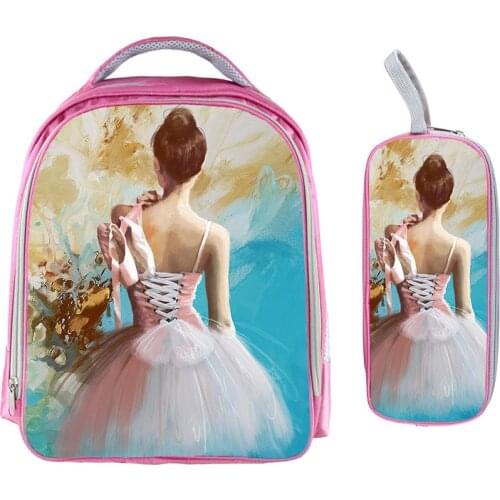 Pink Ballet Dancer Painting Book Backpack Girls Bookbag Ballet Shoes School Bags Kids Backpacks For Adolescent Girls Best Gift