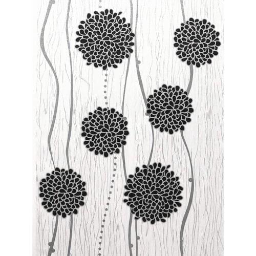 Peel and Stick Metalic Sliver/Black/White Floral Wallpapers Wall Decor Stripes Vinyl Self Adhesive Contact Paper Decor