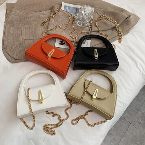 Womens Fashion Brand Handbag Luxury Pu Leather Chain Crossbody Bag for Women Designer Brand Solid Shoulder Bag Woman 2021 New