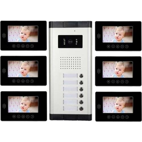 XINSILU New Arrival 7"TFT LCD Video Door Phone w/t Touch Key Screen Intercom System for 6-apartment Top Quality Audio Door Phone