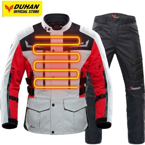 DUHAN Motorcycle Jacket & Pants Electric Heating Jacket Cold-proof Motocross Jacket Waterproof Moto Chaqueta Body Protector