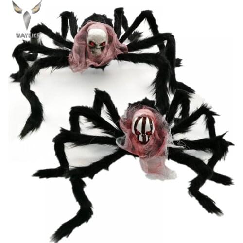 WAYLIKE Halloween Simulation Ghost Head Plush Spider Terror Toy Skeleton Bleeding Skull Toy For Home Halloween Prop Party Bar KT
