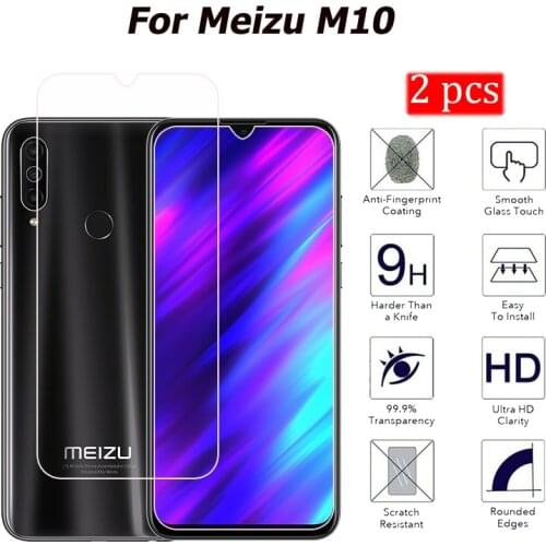 2PCS Tempered Glass For Meizu M10 Screen Protector Scratch Proof Smartphone LCD Film Cover Phone 6.5"