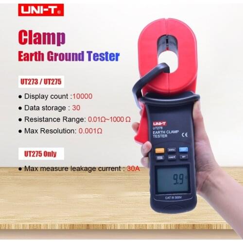 Clamp Earth Ground Tester UNI-T UT273 UT275 Auto Range Resistance Clamp Earth Tester ohmmeter with Data storage Backlight